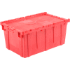 Global Industrial™ Plastic Shipping/Storage Tote W/Attached Lid, 27-3/16"x16-5/8"x12-1/2", Red