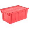 Global Industrial Plastic Shipping/Storage Tote W/Attached Lid, 27-3/16"x16-5/8"x12-1/2", Red