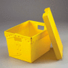 Global Industrial Corrugated Plastic Postal Mail Tote With Lid 18-1/2x13-1/4x12 Yellow - Pkg Qty 10