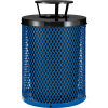 Global Industrial™ outdoor Diamond Steel Trash Can with Rain Bonnet Lid, 36 gallons, Bleu