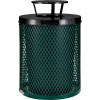 Global Industrial™ outdoor Diamond Steel Trash Can with Rain Bonnet Lid, 36 gallons, Vert