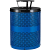 Global Industrial™ poubelle extérieure en acier perforé avec couvercle bonnet de pluie, 36 gallons, bleu