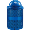 Boîte de recyclage en acier perforé industriel™ extérieur mondial avec couvercle de dôme, 36 gallons, bleu