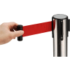 Global Industrial Retractable Belt Barrier, 39" Stainless Steel Post, 6-1/2' Red Belt