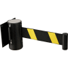 Global Industrial™ Black Wall Mount 79" Noir/ Jaune Barrière de ceinture rétractable avec récepteur