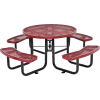 Table de pique-nique ronde industrielle™ mondiale de 46 pouces, métal déployé, rouge