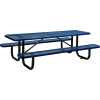Global Industrial 8 ft. Rectangular Outdoor Steel Picnic Table, Expanded Metal, Blue
