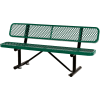 Global Industrial™ 6 ft. Outdoor Steel Bench with Backrest - Expanded Metal - Green