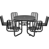 Table de pique-nique ronde Global Industrial™ 46 » avec 6 sièges, métal déployé, noir