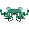 Table de™ pique-nique ronde Industrielle Mondiale 46 » avec 6 sièges, Métal déployé, Vert