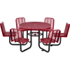 Table de pique-nique ronde Global Industrial™ 46 » avec 6 sièges, métal déployé, rouge