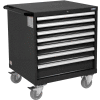 Global Industrial Mobile Modular Drawer Cabinet, 7 Drawers, w/Lock, 30"Wx27"Dx37"H, Black