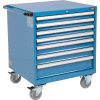 Global Industrial™ Mobile Modular Drawer Cabinet, 7 Tiroirs, w/Lock, 30"Wx27"Dx37"H, Bleu