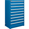 Global Industrial™ Modular Drawer Cabinet, 9 tiroirs, w / Lock, 36 « L x 24 « P x 57 « H, Bleu