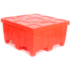 Forkliftable Bulk Shipping Container with Lid - 44"L x 44"W x 23"H, Red