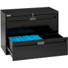 Deluxe Fixed Front Lateral File Cabinet 36"W X 28"H - Black