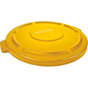 Brute® Flat Lid For 44 Gallon Round Trash Container, Yellow - FG264560YEL