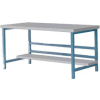 Stationary 72" X 30" Plastic Laminate Square Edge Workbench - Blue