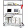 Nexel 4-Shelf Mobile Wire Computer LAN Workstation w/Keyboard Tray, 36"W x 18"D x 69"H, Chrome