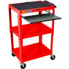 Global Industrial Adjustable Steel Workstation With Sliding Keyboard Shelf, Red