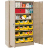Global Industrial Locking Storage Cabinet 48x24x78, 24 YL Stacking Bins, 6 Shelves Unassembled