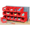 Global Industrial Louvered Bench Rack 36"W x 20"H - 32 of Red Premium Stacking Bins