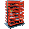Global Industrial Mobile Double Sided Floor Rack - 96 Red Stacking Bins 36 x 54