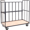 Global Industrial® 3 Sided Steel Truck, 2 Shelves, 2000 lb. Capacity, 60"L x 30"W x 64"H