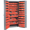Global Industrial™ Bin Cabinet Deep Door - 132 Red Bins, 16-Gauge Unassembled Cabinet 38x24x72