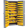 Global Industrial Bin Cabinet Deep Door - 132 Yellow Bins, 16 Ga. Unassembled Cabinet 38x24x72