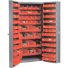 Global Industrial™ Bin Cabinet Deep Door - 144 Red Bins, 16-Gauge Unassembled Cabinet 38x24x72