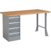 Global Industrial™ 72"W x 30"D Pedestal Workbench - 4 Tiroirs, Shop Top Square Edge - Gris