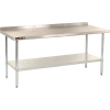 Aero Manufacturing 430 Table en acier inoxydable, 60 x 24 », sous étagère, dosseret 2-1/4 », calibre 18