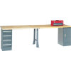 Global Industrial™ Extra Long Industrial Workbench, 1 armoires et 4 tiroirs, 120 » L x 30 » P, gris