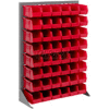 Global Industrial™ Louvered Bin Rack avec 32(B), 8(E), 2(H) Bacs rouges, 36"L x 15"P x 50"H