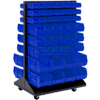 Global Industrial™ Mobile Double Sided Floor Rack - 100 Bacs d’empilage bleus 36 x 55