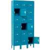 Global Industrial™ Capital® 6-Tier 18 Door Box Locker, 36 « L x 12 » P x 78 » H, Bleu, Assemblé