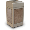 PolyTec Square Waste Container, Beige with Riverstone Stone Panels, 42-Gallon