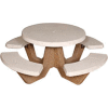 42" Round Picnic Table, Polished White Top, Tan River Rock Leg
