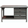 StrongHold Storage Workbench W / 3 tiroirs et étagère, Steel Square Edge, 60 « W x 36"D, Gris