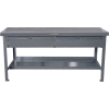 StrongHold Storage Workbench W / 2 tiroirs et étagère, Steel Square Edge, 48 « W x 30"D, Gris
