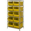 Quantique 2475-954 acier étagères avec 10 24" D Hulk Hopper bacs jaunes, 24 x 36 x 75