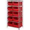 Quantique 2475-954 acier étagères avec 10 24" D Hulk Hopper bacs rouge, 24 x 36 x 75