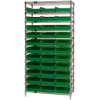Global Industrial Chrome Wire Shelving with 33 4"H Plastic Shelf Bins Green, 36x24x74