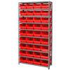 Global Industrial™ Steel Shelving With 36 4"H Plastic Shelf Bins Red, 36x12x72-13 Shelves