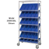 Global Industrial™ Easy Access Slant Shelf Chrome Wire Cart, 48 4"H Shelf Bins BL, 36Lx18Wx74H