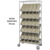 Global Industrial™ Easy Access Slant Shelf Chrome Wire Cart 24 4"H Shelf Bins Ivory 36Lx18Wx74H