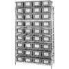 Global Industrial™ Chrome Wire Shelving With 36 6"H Nest - Stack Shipping Totes Gray, 48x18x74