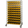 Global Industrial Chrome Wire Shelving with 118 4"H Plastic Shelf Bins Yellow, 60x24x74