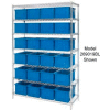 Global Industrial™ Chrome Wire Shelving With 36 3"H Grid Container Blue, 60x24x63